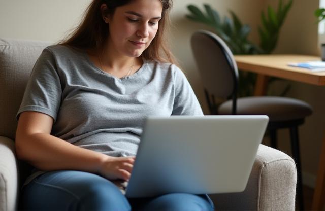 Person studying online on a laptop
